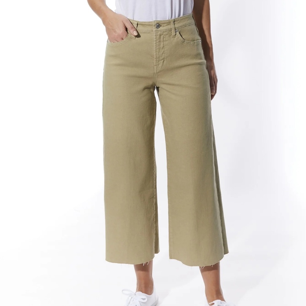 OAT NY The Shari Wide Leg Pant Jeans Women 32 ( 36x24 ) Khaki High Rise Crop